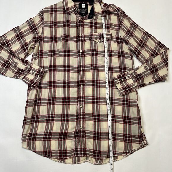 G-Star RAW Shirt Boyfriend Fit Tacoma Check Plaid Snap Button Womens Size Medium - Picture 8 of 13